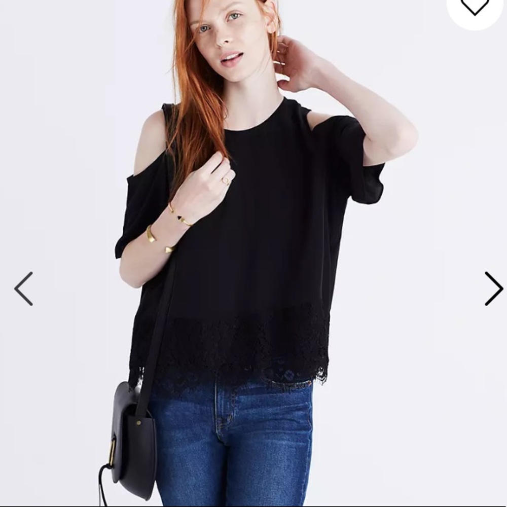Madewell silk cold shoulder top